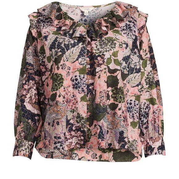 Terra and Sky Long Sleeve Ruffle Blouse Size 2X - Picture 1 of 10
